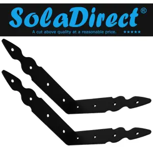 Pack of 2 x Black Corner Brackets - 200 x 200 mm Steel Right Angle Braces L Shaped Metal Bracket 90 Degree Corner Braces