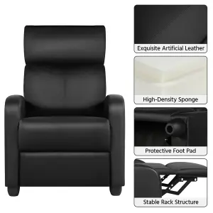 Yaheetech Black PU Leather Recliner Chair with Pocket