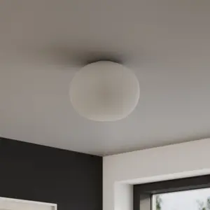 GoodHome Duffy Round Matt Metal & plastic White LED Ceiling light