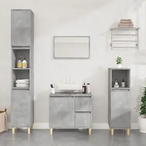 Berkfield Bathroom Cabinet Concrete Grey 30x30x190 cm Engineered Wood