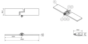 Right Self Aligning Ball Steel Butt Hinge Weld-On Heavy Duty Industrial 50x250mm