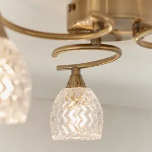 Anson Lighting Georgia 3lt Ceiling Light in  Antique brass plate & clear glass