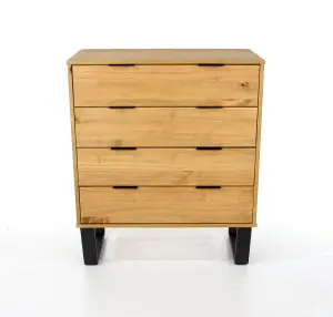 4 drawer chest of drawers, Antique waxed pine Texas range