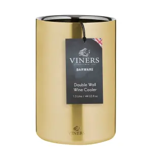 Viners Barware Double Wall Steel Gold Ice Bucket 1.3L