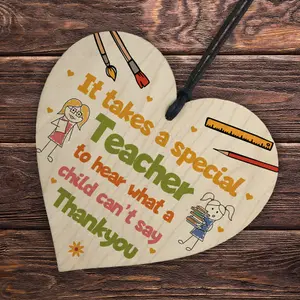 Red Ocean Gift For Teacher Teaching Assistant Leaving School Nursery Gift Wooden Heart Special Thank You Teacher Gift