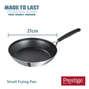 Prestige Made to Last Silver Round Stainless Steel Dishwasher Safe Non-Stick Frying Pan 21cm