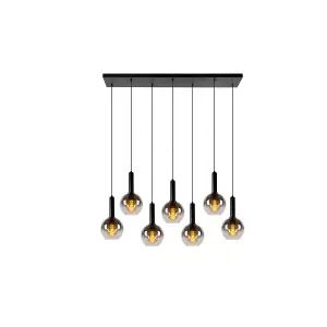 Lucide Marius Modern Bar Pendant Light - 7xE27 - Black