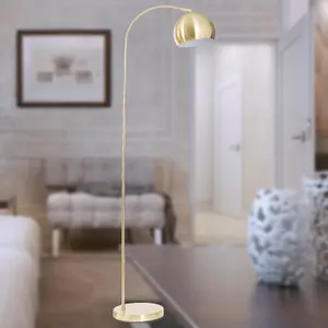 First Choice Lighting Satin Brass Curved Dome Floor Lamp