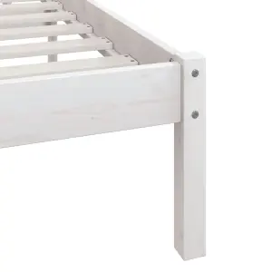 Berkfield Bed Frame White Solid Wood Pine 135x190 cm Double