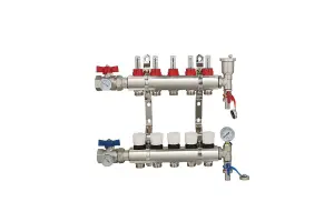 Underfloor Heating Warmer System 4 Port Manifold with 'A' Rated Auto Pump GPA25-6 III and Blending Valve Set