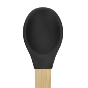 Tiny Dining - Children's Bamboo Silicone Tip Spoon - Black