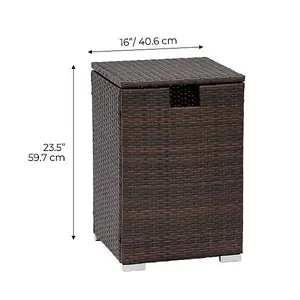 Teamson Home Outdoor Garden Rattan Fire Pit 9kg Gas Bottle Tank Storage, Brown