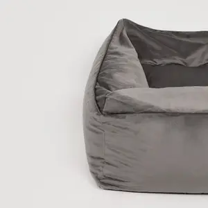 icon Natalia Velvet Armchair Bean Bag Charcoal Grey Giant Bean Bag Chair