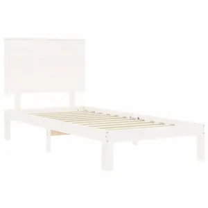 Berkfield Bed Frame with Headboard White 100x200 cm Solid Wood