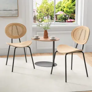 Costway Set of 2 Rattan Dining Chair Modern Side Accent Armless Chairs W/ Mesh Backrest