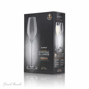 Original Products Final Touch Pack of 2 Lead-free Crystal Champagne Flutes Glasses 340ml Clear