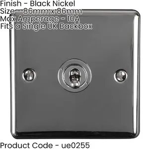 2 PACK 1 Gang Single Retro Toggle Light Switch BLACK NICKEL 10A 2 Way Plate