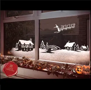 SNOW WINDOWS 4 Pack Christmas Window Stencils - For Use With Snow Spray. Premium Christmas Decorations.