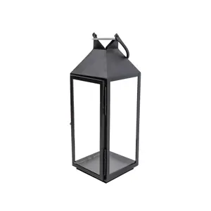 Black Metal Lantern, (W) 14cm x (D) 14cm