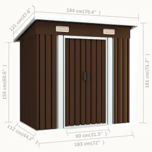 Berkfield Garden Storage Shed Brown 194x121x181 cm Steel