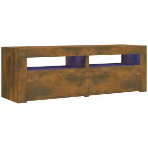 Berkfield TV Cabinet with LED Lights Smoked Oak 120x35x40 cm