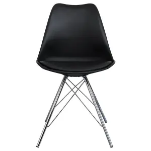 Soho Black Plastic Dining Chair with Chrome Metal Legs