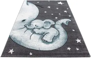 Blue Baby Elephant and Stars Rug - Kids - 160x230cm