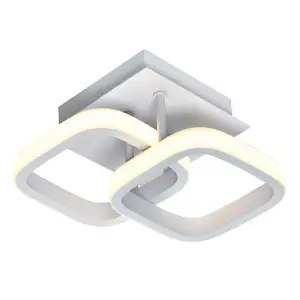 Contemporary Compact Double Head 40w LED Ceiling Light Fitting in Matt White