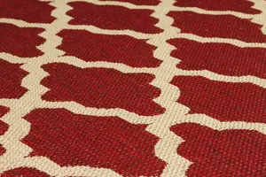 Modern Geometric Easy to Clean Flatweave Anti-Slip Red Rug for Dining Room-160cm X 225cm