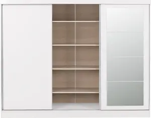 Nevada 3 Door Sliding Wardrobe with Mirror in White Gloss Finish