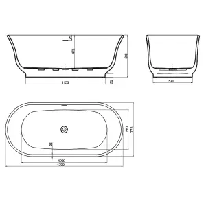 1700 x 780mm Freestanding Bath