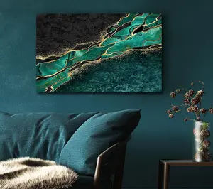 The Green And Gold Textures Canvas Print Wall Art - Medium 20 x 32 Inches