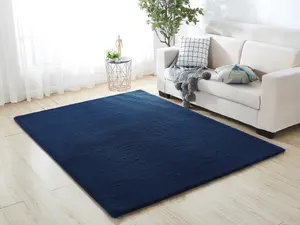 A.Unique Home Luxurious Faux Fur Rabbit Rug - Navy, 60cm x 110cm