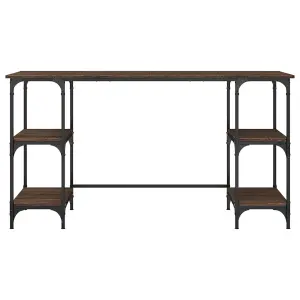 Berkfield Desk Brown Oak 140x50x75 cm Metal and Engineered Wood