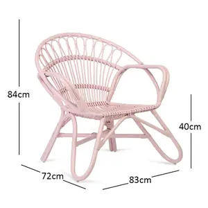 Nordic Indoor Rattan Chair in Pink (H)84cm x (W)83cm x (D)72cm