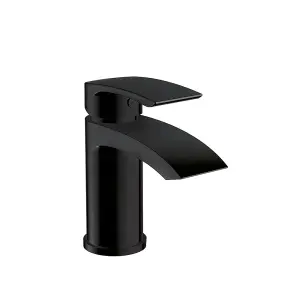 Bathroom Luxury Matt Black Bath Shower Mixer Tap And Basin Tap Inc Waste