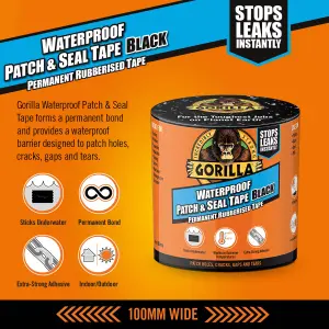 Gorilla Patch & Seal Black Waterproof Tape (L)3m (W)101.6mm