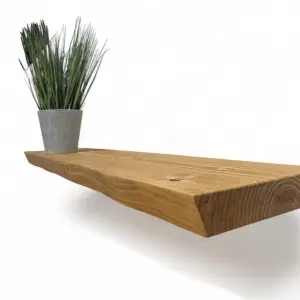 Rustic Live Edge Wall Shelf Ideal for Kitchen Room Deco (Rustic Pine, 50 cm Long)