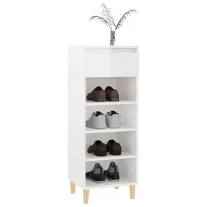 Shoe Cabinet High Gloss White 40x36x105 cm Engineered Wood