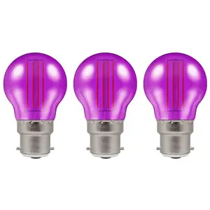 Crompton Lamps LED Golfball 4.5W B22 Harlequin IP65 Purple Translucent (3 Pack)