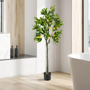 COSTWAY 160cm Artificial Lemon Tree Tall Fake Lemon Plant with Lemon Fruits