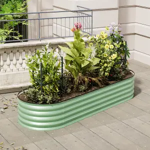 240cm W x 80cm D Light Green Galvanized steel Raised Garden Bed Kit Raised Planter Box Bottomless for Gardening