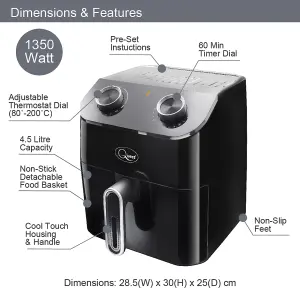 Quest 4.5 Litre Manual Dial Air Fryer