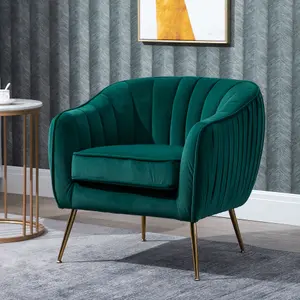 HOMCOM Velvet-Look Shell Shaped Chair with Thick Padded Seat, Emerald Green