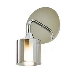 Litecraft Sylvia Chrome Bathroom Wall Light with Smoke Shade