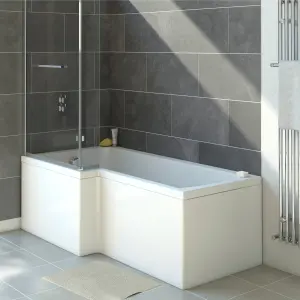 Cooke & Lewis Solarna White Acrylic L-shaped Left-handed Shower Bath (L)1700mm (W)850mm