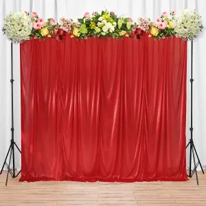 3x6 M Ice Silk Backdrop Curtain Photography Scenery for Christmas Events Decor, Red