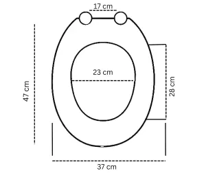 18 INCH MDF Universal Oval Toilet Seat, Stainless Steel Hinges, Eco-Friendly, Adjustable Seat (White)