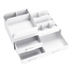 White 3 Drawers Multifunctional Plastic Makeup Storage Desk Organizer for Stationery Marker Pens