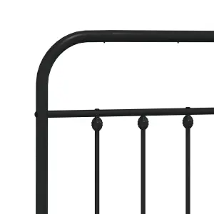 Berkfield Metal Bed Frame with Headboard Black 140x190 cm